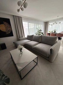 Sofa narożna CXL by Christian Lacroix z aksamitu popiel light grey popiel Naima 316 cm, lewa