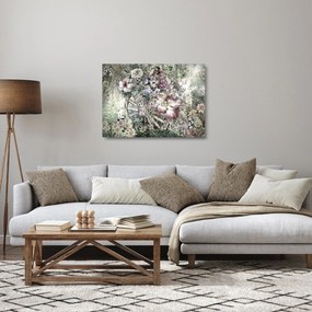 Obraz na szkle kwiatów na drewnianym kole (70x50 cm)