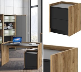 Szafka pod biurko Smart Hubertus dąb pradawny / czarny mat