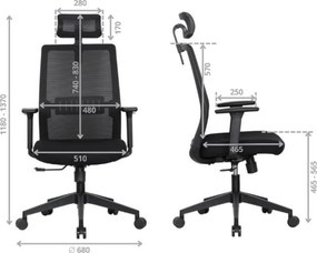 Fotel biurowy siatkowy Proton z zagłówkiem, zgodny z normą BHP