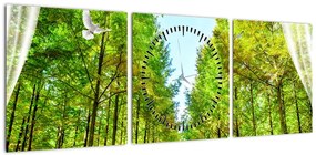 Obraz - Widok na las (z zegarem) (90x30 cm)