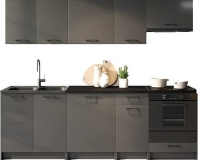 Zestaw 8 mebli do kuchni 240 cm grafit mat L5-Z41