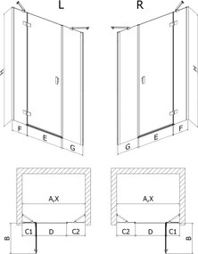 Mexen Mist-H drzwi prysznicowe uchylne lewe 140 cm, transparent, chrom - 8A5-140-001-01-00-L