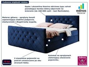 Granatowe łóżko kontynentalne z pojemnikiem 5 rozmiarów M0-Z55