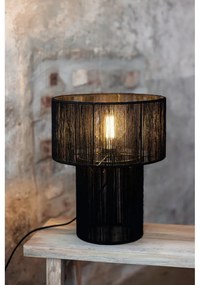 Czarna lampa stołowa z kloszem z juty (wysokość 38 cm) Soga – Markslöjd