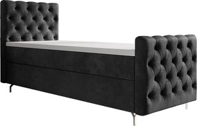 BEDANTE łóżko kontynentalne CHESTER PLUS 120x200 ciemnoszary z materacem H3 i topperem łóżko z pojemnikiem, pojedyncze, hotelowe, do sypialni, ze schowkiem