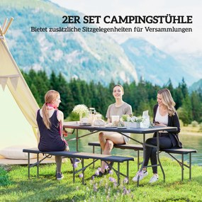 Outsunny Ławka Campingowa, Wodoodporny Plastik, Udźwig 240 kg, Czarna