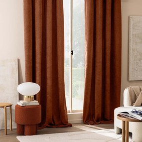Zasłona z materiału bouclé w kolorze terakoty 140x260 cm Winona – douceur d'intérieur