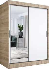 Szafa przesuwna z lustrem 150 cm dąb sonoma + biały Z6-N83