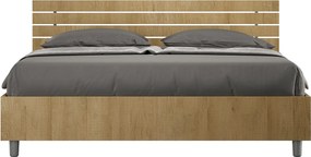 Łóżko wyposażone w stelaż z listwami 160x200 Nachylony zagłówek z listwami Dąb naturalny Ankel