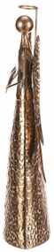 Świąteczna metalowa dekoracja Anioł 42 cm zsercem, złota, 42 cm