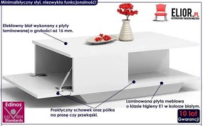 Nowoczesna biała ława ze schowkiem - Noka