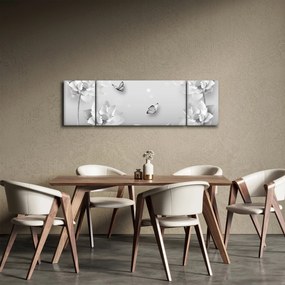 Obraz - Kwiatowy wzór z motylkami (170x50 cm)