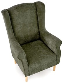 Fotel wypoczynkowy klasyczny uszak HERMES oliwkowy tkanina MARKOS 14-#12