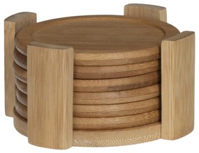 Zestaw 6 podkładek Ø 10 cm z bambusowym stojakiem