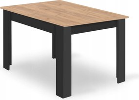 Zestaw jadalniany stół dąb craft 120x80 cm i 4 czarne krzesła welurowe Selfos 035