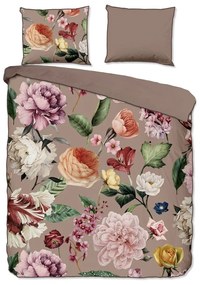 Szara/brązowa pościel dwuosobowa z satyny bawełnianej 240x220 cm Fiori – Descanso