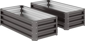 Outsunny Metalowe podwyższane grządki 2 sztuki otwarte dno do ogrodu i na balkon 110x50x30 cm ciemnoszare | Aosom PL