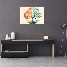 Obraz – Podwójne drzewo z motylem (70x50 cm)