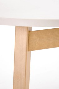 Stół okrągły rozkładany do jadalni płyta kaszmir/naturalny 102-142/102/73 cm RUBEN