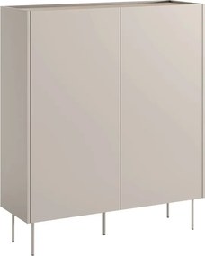 Komoda wysoka Desin 120 cm dwudrzwiowa z ukrytymi szufladami - kaszmir / dąb nagano