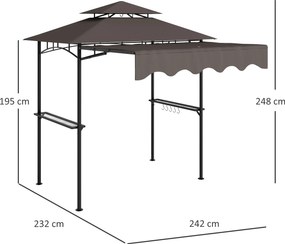 Outsunny Pawilon Grillowy 242x149x248 cm Odporny na Wodę i Ogień z Podwójnym Dachem Kolor Kawa