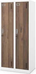 Szafa socjalna czterokomorowa Eco Design Kacper 80x50x180 cm, biały/orzech