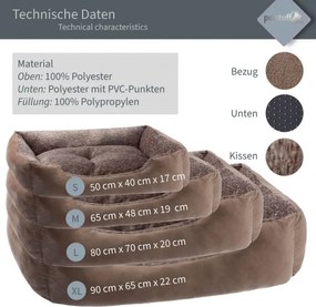 Petstuff Legowisko dla psa, rozmiar L, 80 x 70 x 20 cm, brąz