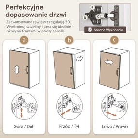 HOMCOM Szafka kuchenna z 2 szufladami, wysoki szafką z otwartą półką, szafka z witryną i funkcją Soft-Close do salonu, kuchni, 76 x 38 x 182 cm, biały