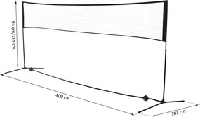 HOMCOM siatka do badmintona siatkówki tenisa przenośna 2 wysokości 94 158 cm torba PE 400x60 cm | Aosom PL