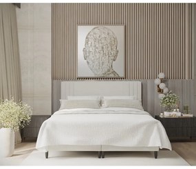 Beżowe tapicerowane łóżko dwuosobowe ze schowkiem 160x200 cm Musca – Maison de Rêve