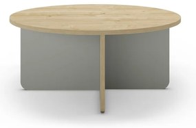 Jasnozielony/w naturalnym kolorze okrągły stolik z blatem w dekorze dębu ø 80 cm Hillary – Marckeric