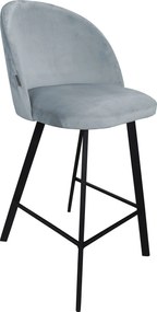 Hoker Colin krzesło barowe tkanina Welur podstawa metalowa : Kolor nogi - Czarna profil, Kolor tkaniny - VELVET - BL06, Typ siedziska - Siedzisko stałe