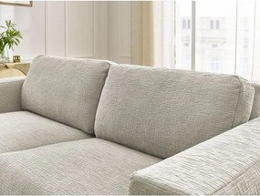 Beżowa rozkładana sofa do spania z tkaniny szenilowej 220 cm Hugo – Bobochic Paris