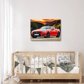 Obraz na szkle - czerwony Mercedes (70x50 cm)