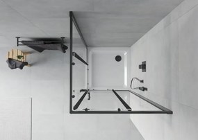 Mexen Rio kabina prysznicowa kwadratowa 80 x 80 cm, transparent, czarna + brodzik Flat, biały - 860-080-080-70-00-4010B