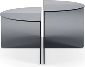 Szare szklane okrągłe stoliki zestaw 2 szt. ø 80 cm Velta – MOME