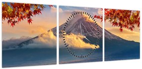 Obraz - Japonia, Góra Fuji (z zegarem) (90x30 cm)