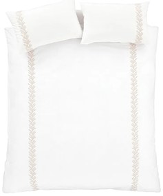 Biało-beżowa bawełniana pościel dwuosobowa 260x220 cm Embroidery Leaf – Bianca