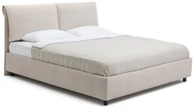 Beżowe tapicerowane łóżko dwuosobowe ze schowkiem i stelażem 160x200 cm Myra Pillow – Bonami Selection
