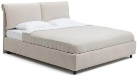 Beżowe tapicerowane łóżko dwuosobowe ze schowkiem z materacem i stelażem 180x200 cm Myra Pillow – Bonami Selection