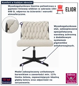 Kremowy tapicerowany fotel obrotowy pleciony F1-D06
