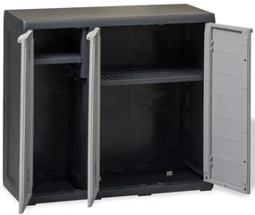 Trzydrzwiowa szafka balkonowa gospodarcza czarny + szary - Kendall 4X