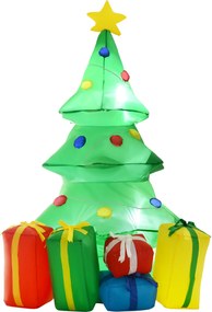 HOMCOM Nadmuchiwana dekoracja świąteczna z oświetleniem LED, prezentami, 150 cm, wodoodporna | Aosom PL