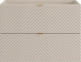 Szafka łazienkowa pod umywalkę wisząca w jodełkę – beż – 80 cm – DORIONI