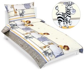 Bellatex Pościel dziecięca bawełniana JuniorSafari beżowa, 140 x 200, 70 x 90 cm