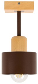 Brązowa lampa sufitowa, jednopunktowy spot DBR10x10BU z drewna i metal
