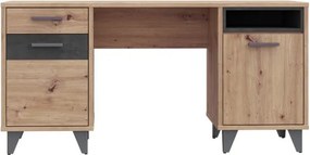 Biurko komputerowe z 2 szafkami Raven 221, dąb artisan/beton