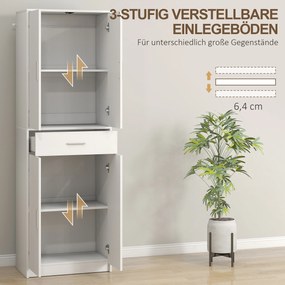 HOMCOM Szafka kuchenna, 3-stopniowa regulacja półek, płyta wiórowa, MDF, dużo miejsca, biała