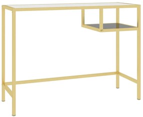 Szklane biurko glamour ze złotym stelażem 100 cm L3-Z49